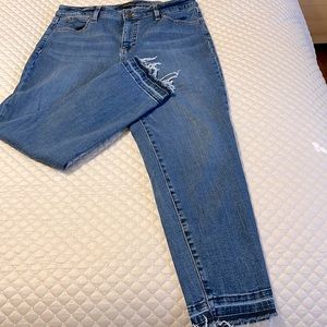 Talbots Petite Slim Ankle Jean.  Frayed Hem.
